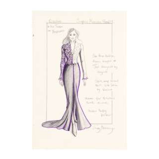 JAMES BOND: THE WORLD IS NOT ENOUGH (1999) - Lot #1350 : Hand-drawn Lindy Hemming Design for Elektra King‘s (Sophie Marceau) Death Scene Dress