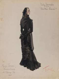 Lot 495 - Travilla vintage original costume sketch of Katy Jurado as "Sra. Devereaux" from Broken Lance.