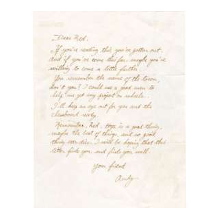 THE SHAWSHANK REDEMPTION (1994) - Lot 296 - 296. Andy Dufresne‘s (Tim Robbins) Handwritten Letter to Ellis Boyd "Red" Redding (Morgan Freeman)