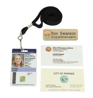 PARKS AND RECREATION - Leslie Knope (Amy Poehler) Cards and Ron Swanson (Nick Offerman) Name Tag