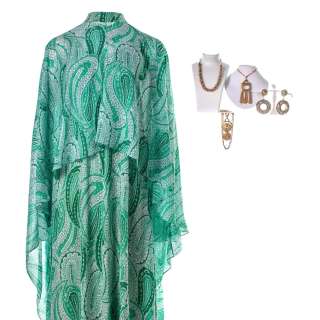 Lot #129 – Respect Aretha Franklin Jennifer Hudson Screen Worn Cape Dress & Jewelry Ch 56 Sc 158-160