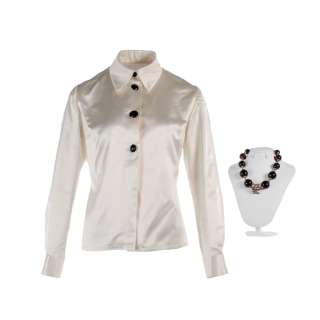 House of Gucci Patrizia Reggiani Lady Gaga Screen Worn Shirt Necklace & Pocket Handkerchief Sc 154-158 | VIP Fan Auctions