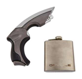 Lot 1022 - THE ORVILLE: PHASER PISTOL PROP AND SETH MACFARLANE CREW GIFT FLASK (WITH DVD)