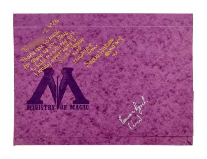 Lot 1096 - HARRY POTTER AND THE ORDER OF THE PHOENIX: EMMA WATSON "HERMIONE GRANGER" SIGNED MINISTRY OF MAGIC FILE FOLDER PROP (WITH DVD)