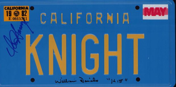 Knight Rider cast signed license tag | Piece of the Past