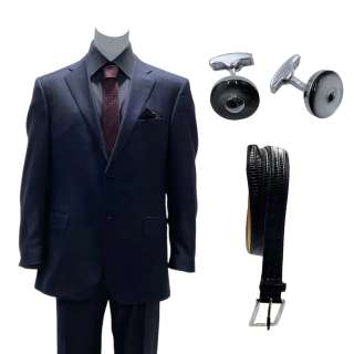 The Terminal List Steve Horn Jai Courtney Screen Worn Single-Breasted Suit W/ Pocket Square, Long Sleeve, Button-Front Shirt, Tie, Cufflinks & Belt Ep 103 - Lot #42 - The Terminal List Steve Horn Jai Courtney Screen Worn Single-Breasted… | VIP Fan Auctions