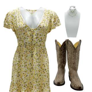 Maggie White Jessi Case Screen Worn Cap Sleeve Dress, Earrings, Necklace & Boots Ch 1 Sc 6-9 | VIP Fan Auctions