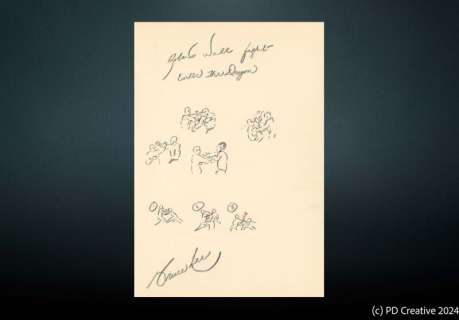 Lot 7 - Bruce Lee | Signed Hand-Drawn "Enter the Dragon - Robert Wall Fight" Choreography Note 李小龍 | 親筆簽名及手繪《龍爭虎鬥》與空手道高手Robert Wall武打場面的筆記