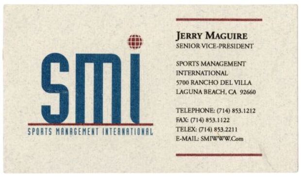 JERRY MAGUIRE (1996) - Lot #225 : Planet Hollywood Collection: Jerry Maguire‘s (Tom Cruise) SMI Business Card