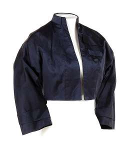 Lot 441 - Ginger Rogers "Mrs. Edwina Fulton" dark blue satin jacket designed by Travilla from Monkey Business.