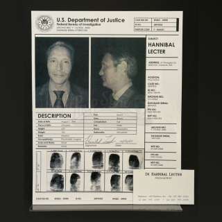 Hannibal | Hannibal Lecter (Mads Mikkelsen) DOJ Sheet and Business Card | Propstore