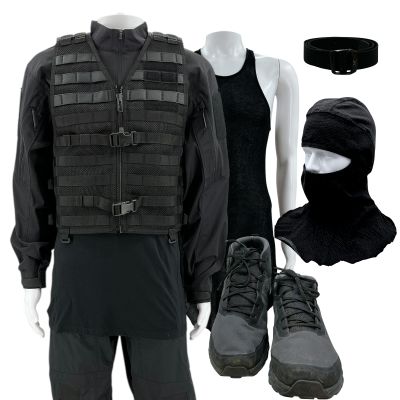 Lot 4: The Wrecking Crew Jonny Hale Screen Worn Vest, Tactical Shirt, Tank Top, Pants, Belt, Balaclava & Sneakers Ch 10 Sc Multiple | VIP Fan Auctions