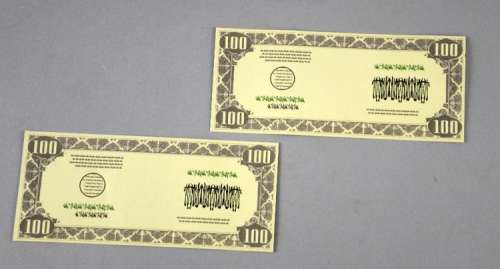 Batman The Dark Knight - Two Joker Prop production used mob money, $100 bills (2)Provenance: Purchased from the… | Ewbank’s