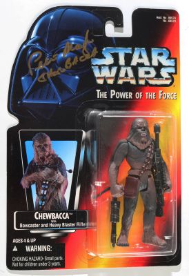 Peter Mayhew as Chewbacca in Star Wars (Beckett) Signed Kenner Power of the Force Action Figure with Character Name | SWAU
