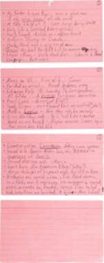 Succession (HBO® Original, 2018-2023) Kieran Culkin "Roman Roy" Funeral Speech Cards from Season 4, Episode 9: "Church and State".