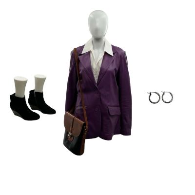 Lot 9: Primetime Andie Bender Screen Worn Earrings, Boots, Blazer, Shirt & Purse Ch 1 Sc 8-18 | VIP Fan Auctions