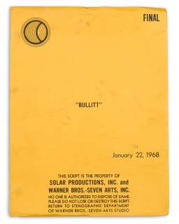 Lot 170 - A screenplay of the Steve McQueen classic, Bullitt