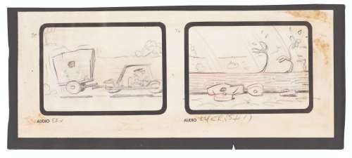 A Pair of Early “Flintstones” Storyboard Panels. | Van Eaton Galleries