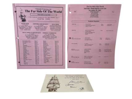 Lot 167 - Master and Commander: The Far Side of the World (2003) - Signed Note and Crew List