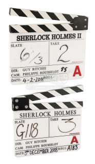 SHERLOCK HOLMES (2009) AND SHERLOCK HOLMES: A GAME OF SHADOWS (2011) - Lot 612 - Two Production-Used Clapperboards