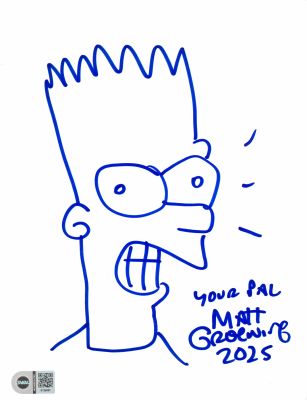 Matt Groening Creator of The Simpsons (SWAU) Signed & Sketched 8.5x11 Bart Simpson Original Art Drawing | SWAU