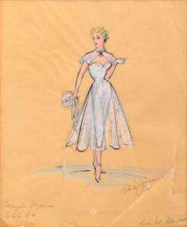 Marilyn Monroe "Annabel Jones Norris" Wedding Dress Sketch by Elois Jenssen for We‘re Not Married! (TCF, 1952).
