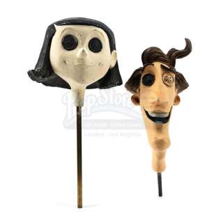 CORALINE (2009) - Lot 58 - Other Mother (Teri Hatcher) and Other Father (John Hodgman) Prototype Puppet Heads