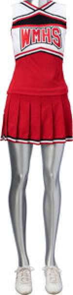 Dianna Agron "Quinn Fabray" Sleeveless Cheerleader Tunic and Dirndl Skirt with WMHS Emblem Patch, White Leather At...