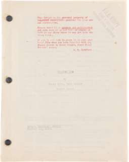 Duck Soup [Cracked Ice] (Paramount, 1933). Typed-Carbon Second Temporary Script with (Third) Working Title.