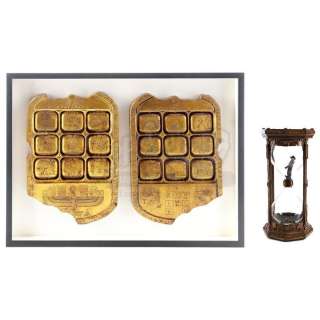 NIGHT AT THE MUSEUM: BATTLE OF THE SMITHSONIAN (2009) - Lot 914 - Framed Tablets of Ahkmenrah (Rami Malek) and Smithsonian Hourglass Model Miniature