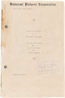 The Mummy [Cagliostro] (Universal, 1932), Early Draft "Screen Story" Typed-Carbon Dialogue and Shot Continuity. | Heritage