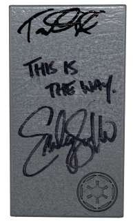 Tait Fletcher & Emily Swallow in Star Wars: The Mandalorian Signed Prop Replica Plastic Beskar | SWAU