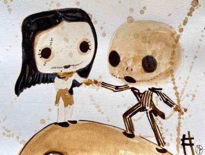 Max Pedreira - The Nighmare Before Christmas (Burton, 1993) - Jack Skellington & Sally - Coffee Art | Catawiki