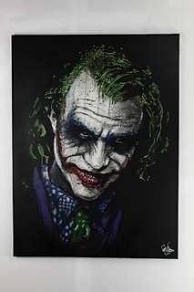 Joker - Heath Ledger - The Dark Knight - By Artist Vincent Mink, handpainted and signed painting. - Portrait | Catawiki