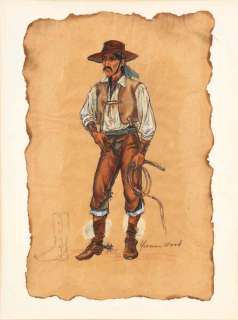 Lot 513 - 2 costume sketches for Robert Mitchum - The Good Guys and the Bad Guys & The Guns of San Sebastian