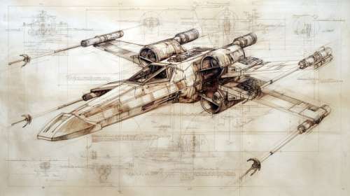Artxlife - X-Wing Leonardo Study Drawings [XXL] | Catawiki