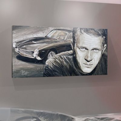 Peter Engels - Steve McQueen with Ferrari Lusso – Original Palette Knife Painting – Unique with Certificate | Catawiki