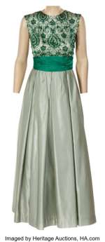 Green silk gown worn by Lindsay Lohan as "Elizabeth Taylor" in Liz & Dick. ...