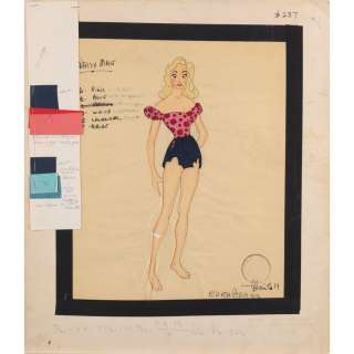 Alvin Colt costume design sketch for Leslie Parrish “Daisy Mae” from Li’l Abner | Profiles in History