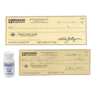 The Fall of the House of Usher - Lot 45 - Young Roderick Usher‘s (Zach Gilford) Check from Griswold, "Ligodone" Bottle, and Check Signed by Mike Flanagan