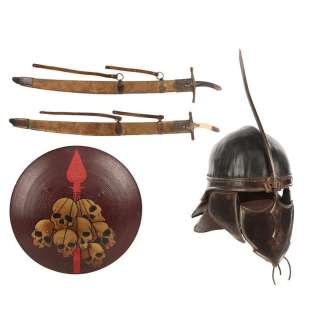 Game of Thrones (T.V. Series, 2011-2019) | Unsullied Helmet, Golden Company Shield and Two Swords | Propstore