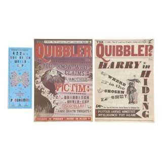 Harry Potter And the Goblet of Fire (2005)/Harry Potter And the Deathly Hallows: Part 1 (2010) | Quidditch World Cup Programme with Pair of "You-Know-Who Claims Another Victim" and "Harry in Hiding" The Quibbler Newspaper Covers | Propstore