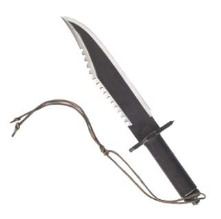 Lot 198 - SYLVESTER STALLONE "JOHN RAMBO" KNIFE FROM "RAMBO: FIRST BLOOD PART II" (WITH DVD)