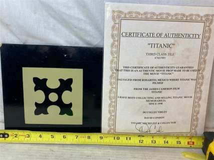 1997 "Titanic" 1 Third Class Floor Tile 765/995 Movie Prop COA | misc / divers
