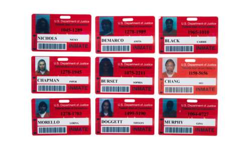 Lot 527 - ORANGE IS THE NEW BLACK | CAST PRISON ID CARD PROPS (WITH DVD)