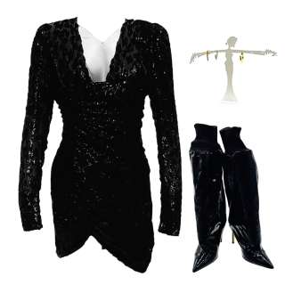 Lot 298 - Creed III Bianca Creed Tessa Thompson Screen Worn Long Sleeve Dress, 3 Earrings & Boots Ch 9 Sc 68-84 - Lot #298 - Creed III Bianca Creed Tessa Thompson Screen Worn Long Sleeve Dress, 3 Earrings & Boots Ch 9 Sc 68-84: Authentic Auction Item | VIP Fan Auctions