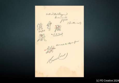 Bruce Lee | Signed Hand-Drawn "Enter the Dragon - Cavern Fight" Choreography Note 李小龍 | 親筆簽名及手繪《龍爭虎鬥》洞穴武打場面筆記 | Julien’s