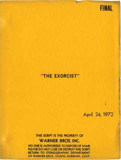 Lot 35 - The Exorcist vintage original production script.