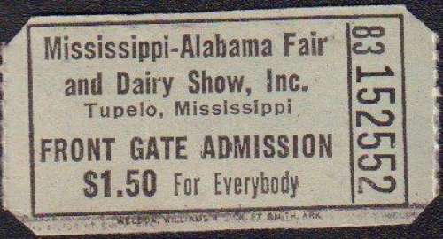 Elvis Presley Original Mississippi Alabama Fair Ticket | Piece of the Past