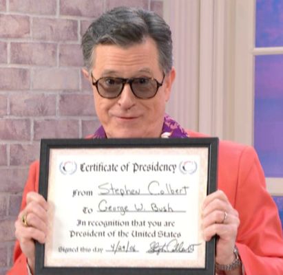 STEPHEN COLBERT‘S "Certificate of Presidency" + JON STEWART‘S "Name Certificate"
